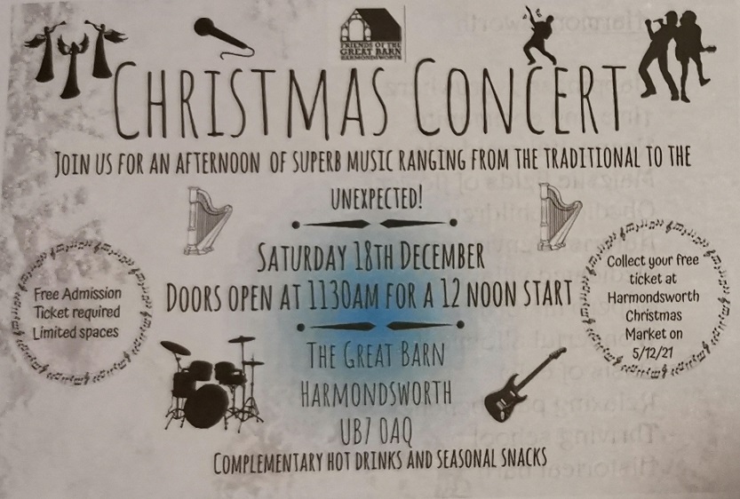Harmondsworth Christmas Concert Saturday 18th Dec 2021 12noon